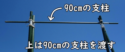 上は90cmの支柱を渡す