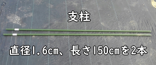 使う支柱は、長さ150cmを2本