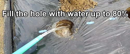 Fill the hole with water up to 80%