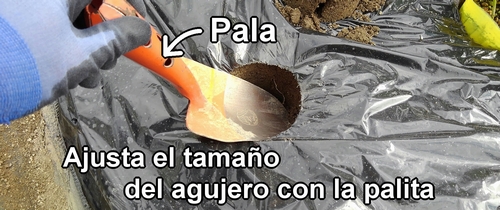 Ajusta el tamaño del agujero con una palita