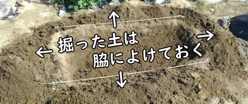 掘った土は脇によけておく