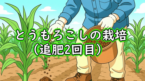 とうもろこし(とうきび・トウモロコシ)の追肥(露地栽培のとうもろこしに2回目の追肥をする)