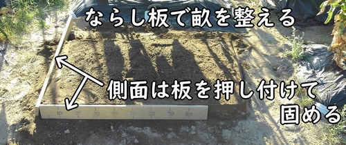土作り後は、芽キャベツの畝を立てる