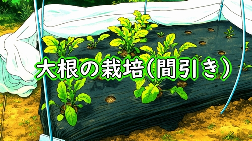 大根（ダイコン・ミニ大根）の間引き（間引きして、大根を大きく育てる）